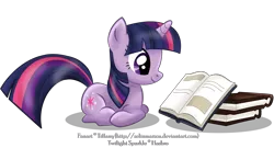 Size: 2400x1300 | Tagged: safe, artist:tiffanymarsou, derpibooru import, twilight sparkle, pony, unicorn, book, female, mare, prone, reading, smiling, solo, unicorn twilight