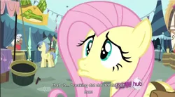 Size: 856x471 | Tagged: derpibooru import, fluttershy, goldengrape, safe, screencap, sir colton vines iii, youtube caption