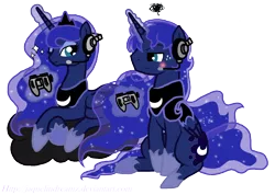 Size: 1962x1396 | Tagged: artist:jaquelindreamz, derpibooru import, gamer artemis, gamer luna, prince artemis, princess luna, rule 63, safe, self ponidox