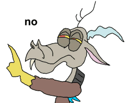 Size: 441x358 | Tagged: derpibooru import, discord, dolan, dorscid, draconequus, ferrari goofy, gooby, gooby pls, no, reaction image, safe