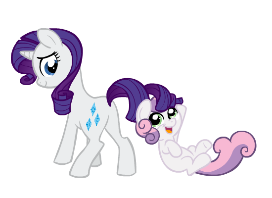 Size: 550x400 | Tagged: safe, artist:naroclie, derpibooru import, rarity, sweetie belle, pony, unicorn, cutie mark, duo, duo female, female, filly, mare, open mouth, simple background, sisters, white background