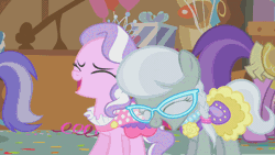 Size: 1280x720 | Tagged: amethyst star, animated, call of the cutie, derpibooru import, diamond tiara, glasses, laughing, laughingmares.jpg, minuette, safe, screencap, silver spoon