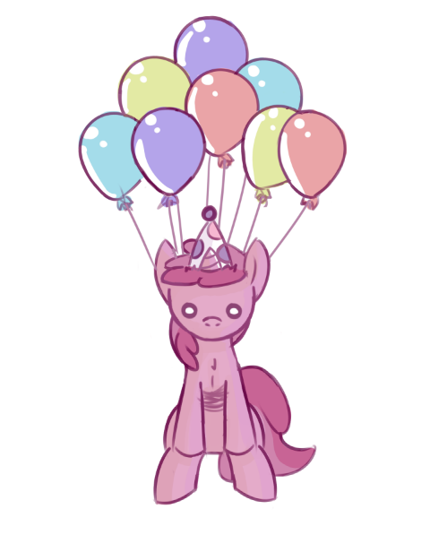 Size: 480x597 | Tagged: artist:haute-claire, ask, ask ruby pinch, balloon, derpibooru import, hat, party hat, reaction image, ruby pinch, safe, solo, wat