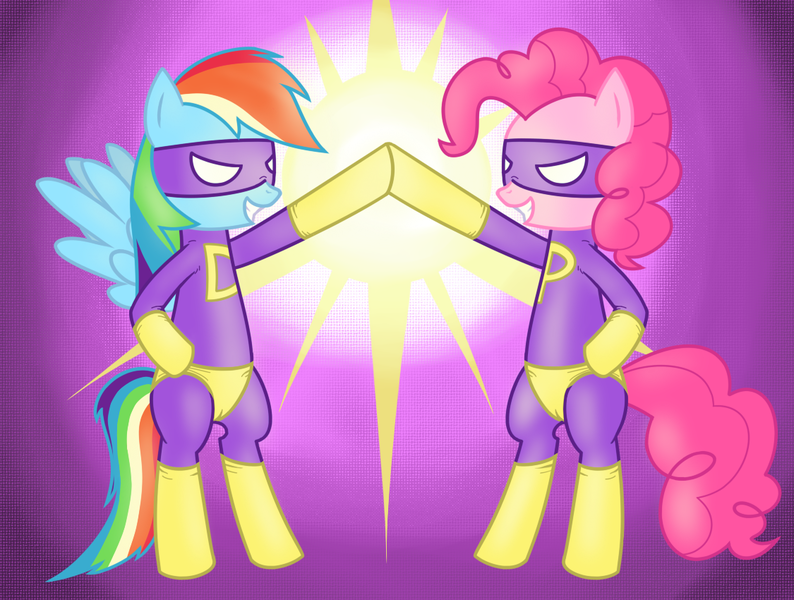 Size: 1125x850 | Tagged: questionable, artist:lamia, derpibooru import, pinkie pie, rainbow dash, ambiguously gay duo, cameltoe, costume, crossover, female, implied shipping, lesbian, parody, pinkiedash, saturday night live, shipping