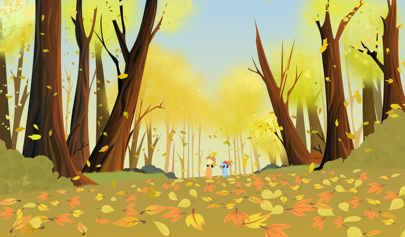 Size: 5116x3000 | Tagged: applejack, artist:tgolyi, derpibooru import, rainbow dash, running of the leaves, safe