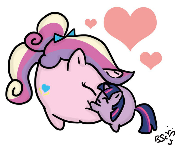 Size: 780x664 | Tagged: artist:ransurround, blobs, chubbie, cute, daaaaaaaaaaaw, derpibooru import, heart, hug, princess cadance, safe, twilight sparkle