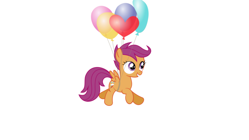 Size: 1366x768 | Tagged: alternate cutie mark, artist:tgolyi, balloon, cute, cutealoo, derpibooru import, safe, scootaloo, scootaloo can't fly, simple background, solo, svg, transparent background, vector