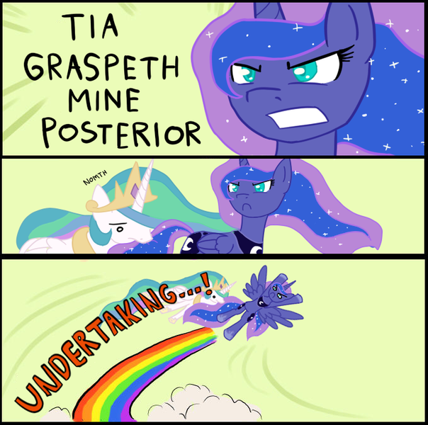 Size: 679x675 | Tagged: safe, artist:he4rtofcourage, derpibooru import, princess celestia, princess luna, alicorn, pony, exploitable meme, grab my meme, meme, nom, ye olde butcherede englishe, ye olde english