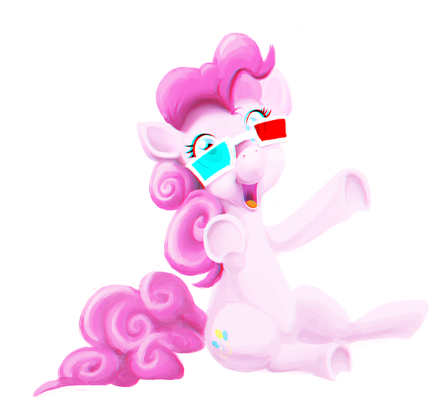 Size: 2043x1950 | Tagged: 3d glasses, artist:bluenudibranch, derpibooru import, pinkie pie, safe, solo