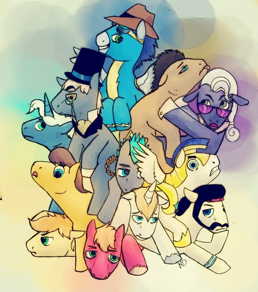 Size: 902x1023 | Tagged: safe, derpibooru import, ace, ace point, big macintosh, braeburn, caesar, caramel, doctor whooves, hoity toity, pokey pierce, prince blueblood, soarin', time turner, twilight sky, earth pony, pony, :o, :p, cuddle puddle, cuddling, floppy ears, frown, gay, grin, gritted teeth, hoitywhooves, male, ponies riding ponies, pony pile, royal guard, shipping, smiling, stallion, super gay, tongue out, unamused, wide eyes