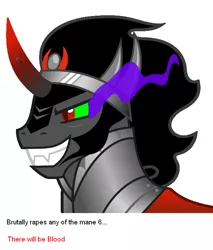 Size: 600x704 | Tagged: semi-grimdark, derpibooru import, king sombra, pony, the crystal empire, spoiler:s03, blood, crystal empire, implied rape, season 3 villain, text