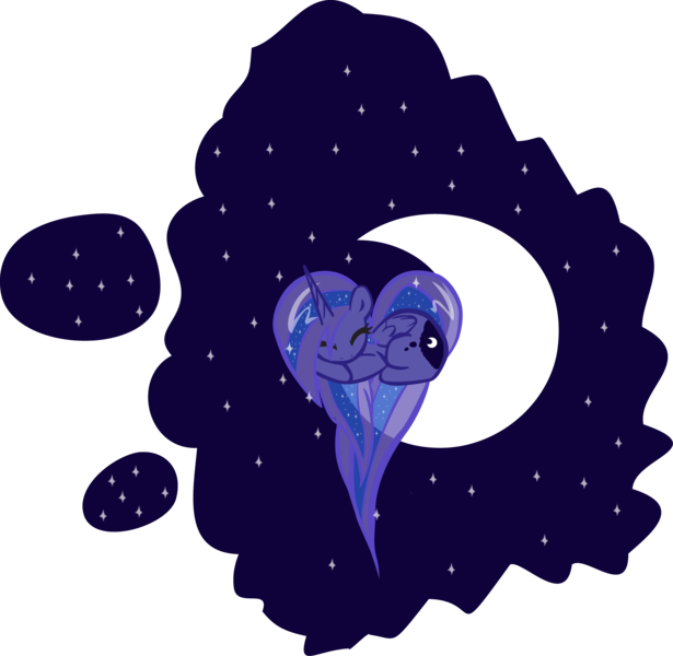 Size: 3756x3664 | Tagged: artist:pyrestriker, crescent moon, derpibooru import, heart, heart pony, high res, princess luna, safe, simple background, sleeping, solo, tangible heavenly object, transparent background, vector