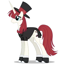 Size: 600x600 | Tagged: artist:mixermike622, clothes, derpibooru import, hat, lauren faust, oc, oc:fausticorn, safe, spats, top hat, tuxedo, unofficial characters only