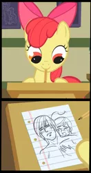 Size: 658x1244 | Tagged: apple bloom, applejack, applemac, big macintosh, blushing, derpibooru import, edit, exploitable meme, female, humanized, incest, male, meme, shipper on deck, shipping, straight, suggestive, yaranaika