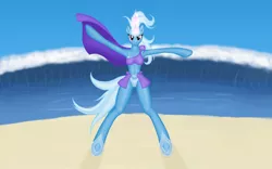 Size: 1920x1200 | Tagged: anthro, arm hooves, artist:funkybacon, beach, bikini, breasts, busty trixie, clothes, derpibooru import, female, safe, skinny, swimsuit, trixie