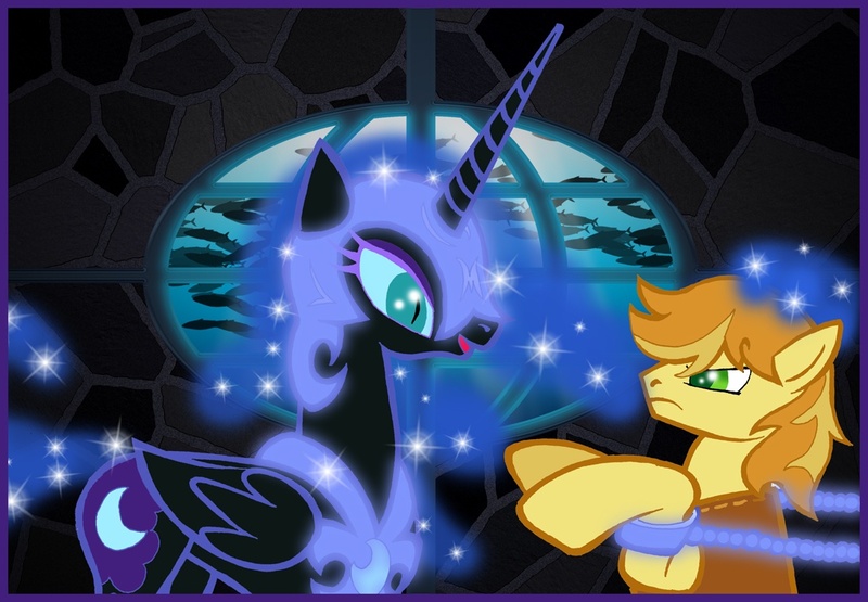 Size: 1094x759 | Tagged: artist:yenamuffin, ask, bondage, braeburn, chains, derpibooru import, dungeon, fish, nightmare moon, safe, tumblr, unsexy bondage