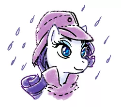 Size: 450x400 | Tagged: artist:snelahestar, derpibooru import, rain, raincoat, rainhat, rarity, safe, solo