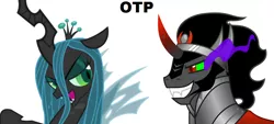 Size: 884x398 | Tagged: safe, derpibooru import, king sombra, queen chrysalis, changeling, changeling queen, pony, umbrum, unicorn, spoiler:s03, chrysombra, exploitable meme, female, male, meme, otp, season 3 villain, shipping, simple background, sombra eyes, straight, vector, white background