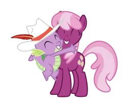 Size: 3500x2831 | Tagged: artist:geekywebman, artist:noirpony, cheerilee, cheerispike, derpibooru import, hat, high res, hug, safe, spike