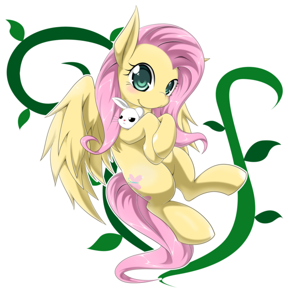 Size: 5477x5589 | Tagged: safe, artist:zaiyaki, derpibooru import, angel bunny, fluttershy, pegasus, pony, absurd resolution