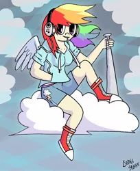 Size: 994x1216 | Tagged: artist:jamesghost11, converse, derpibooru import, humanized, rainbow dash, safe, shoes, solo, winged humanization
