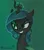 Size: 709x801 | Tagged: safe, artist:veronica29pl, derpibooru import, queen chrysalis, changeling, changeling queen, abstract background, bust, floppy ears, frown, grin, image, jpeg, signature, slit eyes, smiling, solo