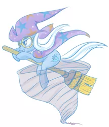 Size: 565x658 | Tagged: safe, artist:bunnimation, derpibooru import, trixie, pony, unicorn, broom, female, flying, flying broomstick, goggles, mare, open mouth, simple background, smiling, solo, tornado, white background