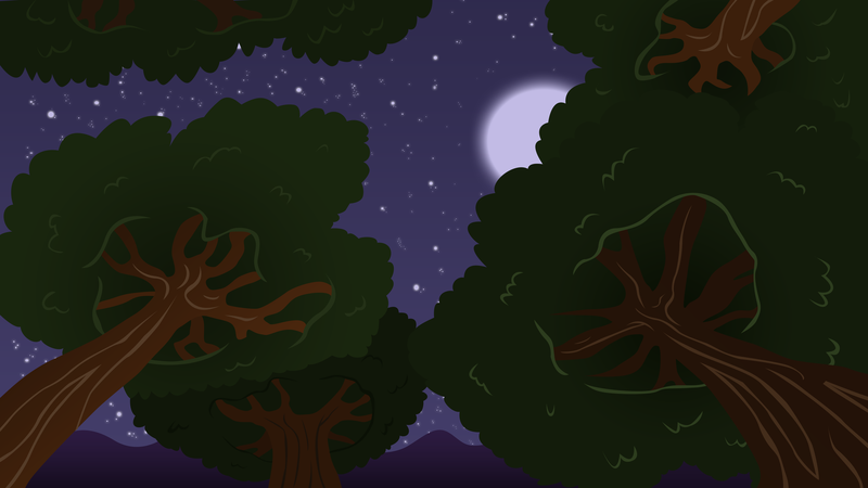 Size: 8889x5000 | Tagged: absurd resolution, artist:boneswolbach, background, canopy, derpibooru import, forest, full moon, moon, night, no pony, safe, stars, tree, worm's eye view