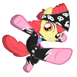 Size: 3200x3200 | Tagged: apple bloom, artist:boneswolbach, attack, clothes, derpibooru import, female, filly, high res, looking at you, safe, show stopper outfits, simple background, solo, the show stoppers, transparent background, vector