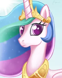 Size: 2000x2500 | Tagged: safe, artist:angerelic, derpibooru import, princess celestia, bust, colored pupils, high res, solo