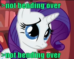 Size: 496x396 | Tagged: bend over, caption, derpibooru import, edit, edited screencap, female, frown, greentext, image macro, ishygddt, looking at you, rarity, rejection, sad, screencap, solo, solo female, suggestive, text