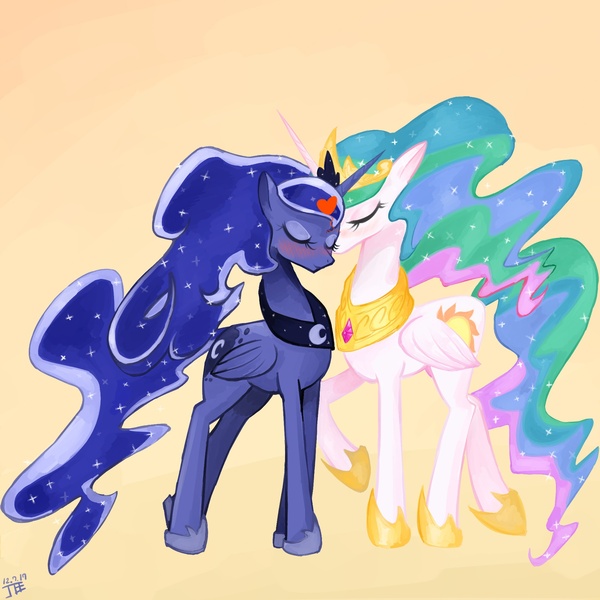 Size: 2000x2000 | Tagged: safe, artist:jesrartes, derpibooru import, princess celestia, princess luna, alicorn, pony, eyes closed, female, high res, mare, sisters