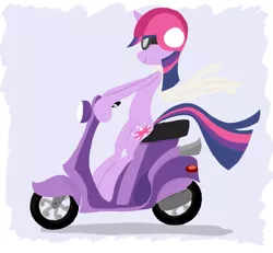 Size: 1073x990 | Tagged: safe, artist:aliasforrent, derpibooru import, twilight sparkle, pony, unicorn, bipedal, clothes, cutie mark, female, helmet, hooves, horn, lineless, mare, minimalist, moped, scarf, scooter, smiling, solo