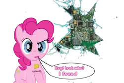 Size: 900x600 | Tagged: artist needed, safe, derpibooru import, pinkie pie, dialogue, fourth wall, simple background, solo, system32, transparent background, windows