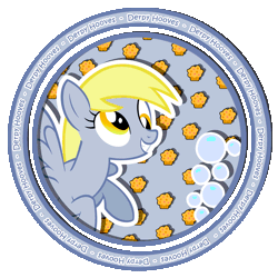 Size: 900x900 | Tagged: safe, derpibooru import, derpy hooves, pegasus, pony, animated, button, female, mare, muffin