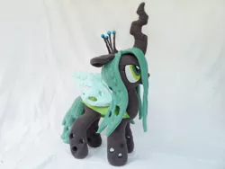 Size: 1024x768 | Tagged: safe, artist:wild-hearts, derpibooru import, queen chrysalis, changeling, changeling queen, female, frown, image, irl, photo, plushie, png, solo, standing