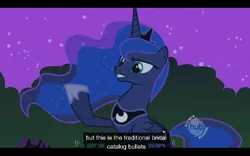 Size: 640x400 | Tagged: derpibooru import, luna eclipsed, princess luna, safe, screencap, youtube caption