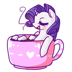 Size: 700x700 | Tagged: safe, artist:matcharoll, derpibooru import, rarity, pony, cup of pony, cute, drink, hot chocolate, marshmallow, micro, raribetes, rarity is a marshmallow, solo