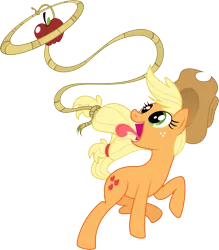 Size: 6117x6972 | Tagged: absurd resolution, apple, applejack, artist:epi-centric, derpibooru import, eyes on the prize, food, lasso, safe, simple background, solo, transparent background, vector