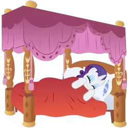 Size: 4000x4000 | Tagged: safe, artist:shelltoon, derpibooru import, rarity, pony, absurd resolution, bed, canopy bed, cute, eyes closed, side, simple background, sleeping, smiling, solo, transparent background, vector