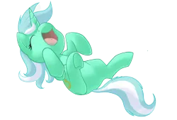 Size: 2152x1456 | Tagged: safe, artist:tenchi-outsuno, derpibooru import, lyra heartstrings, pony, unicorn, female, invisible tickles, laughing, mare, on back, simple background, solo, tickling, transparent background