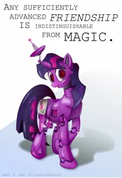Size: 963x1401 | Tagged: safe, artist:ultraspacemobile, derpibooru import, twilight sparkle, pony, robot, robot pony, looking at you, solo, twibot