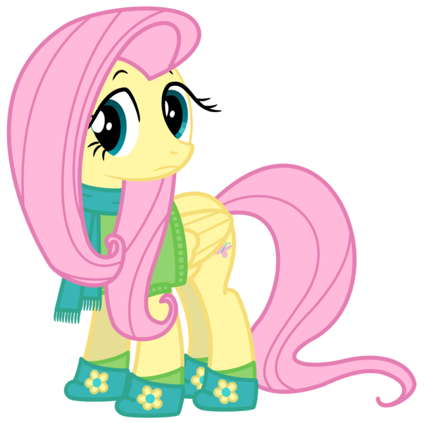 Size: 2000x1992 | Tagged: artist:philiptomkins, boots, bottomless, clothes, derpibooru import, fluttershy, partial nudity, safe, scarf, short-sleeved sweater, simple background, solo, sweater, sweatershy, transparent background, vector