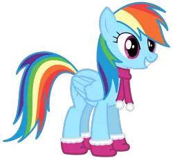 Size: 2000x1827 | Tagged: artist:philiptomkins, boots, clothes, derpibooru import, rainbow dash, safe, scarf, simple background, solo, transparent background, vector, winter outfit
