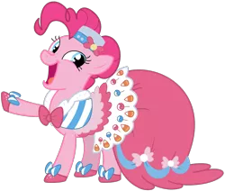 Size: 2000x1694 | Tagged: safe, artist:philiptomkins, derpibooru import, pinkie pie, earth pony, pony, suited for success, clothes, dress, gala dress, simple background, solo, transparent background, vector