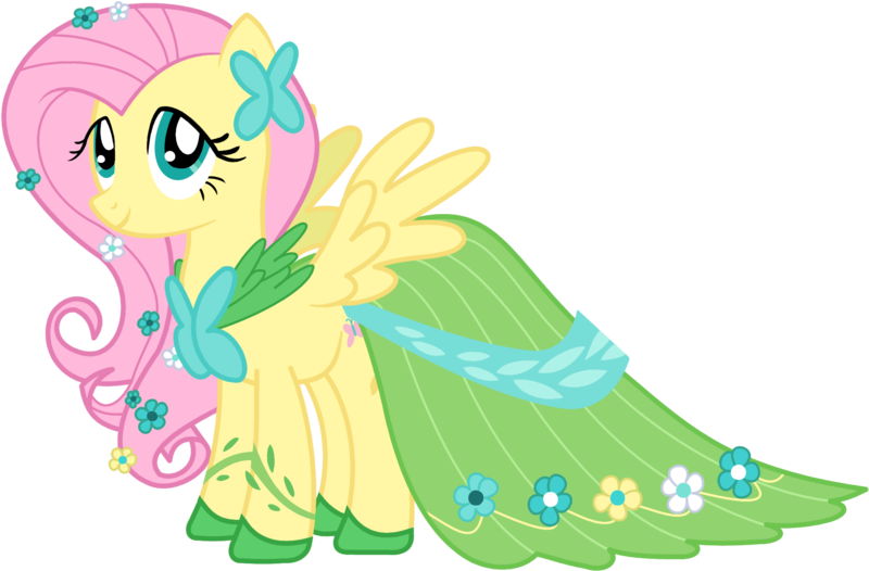 Size: 2000x1315 | Tagged: artist:philiptomkins, clothes, derpibooru import, dress, fluttershy, gala dress, safe, simple background, solo, suited for success, transparent background, vector