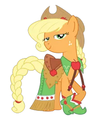 Size: 2000x2334 | Tagged: alternate hairstyle, applejack, artist:philiptomkins, braided tail, clothes, crossed hooves, derpibooru import, dress, gala dress, high res, safe, simple background, solo, suited for success, transparent background, vector