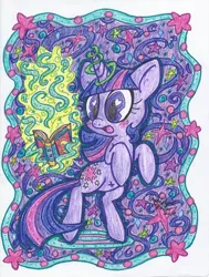 Size: 2448x3232 | Tagged: safe, artist:dolcisprinkles, derpibooru import, twilight sparkle, book, heart eyes, high res, solo, traditional art, wingding eyes