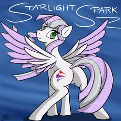 Size: 5000x5000 | Tagged: safe, artist:tlatophat, derpibooru import, oc, oc:starlight spark, unofficial characters only, pegasus, pony, abstract background, absurd resolution, plot, solo, spread wings, wings