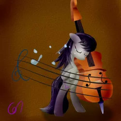 Size: 4096x4096 | Tagged: absurd resolution, artist:greeny-nyte, bipedal, bow (instrument), cello, crying, derpibooru import, musical instrument, music notes, octavia melody, safe, solo, wallpaper